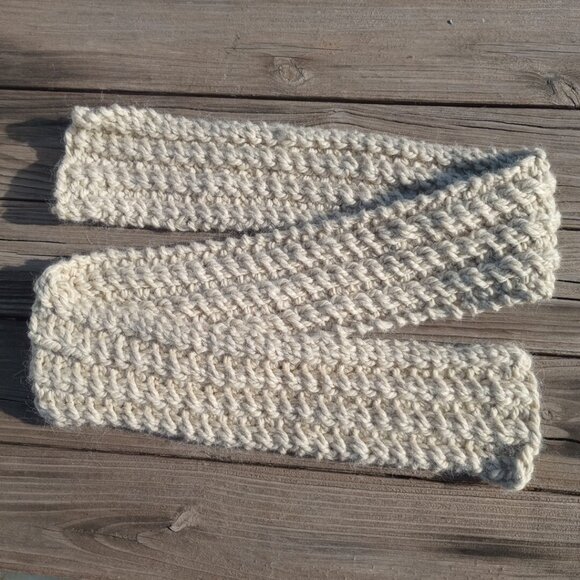 Womens Handmade Alpaca Beanie Hat and Scarf Set Beige Cable Knit Chunky Combo main image 10